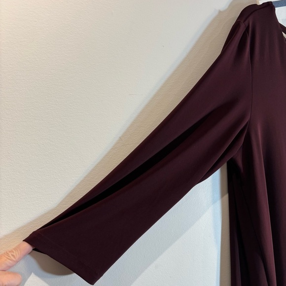 SYMPLI Sz 18 Tunic 3/4 Sleeve Oval Neckline Cut Out High Low Long Line Slinky - Picture 4 of 9